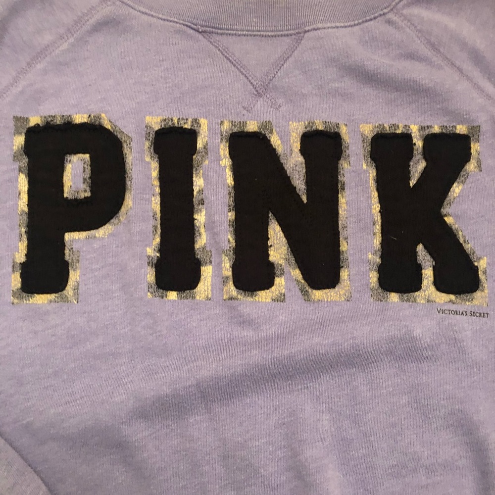 Pink sweatshirt with leopard print trim nice Sz S - Picture 3 of 7